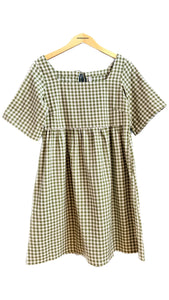 Nico Short Sleeve Mini Dress in Green Check | Mata Traders