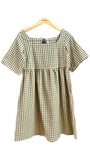 Nico Short Sleeve Mini Dress in Green Check | Mata Traders