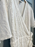 White Eyelet Midi Wrap Dress | Orvana