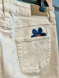 White Flare Jeans with Flower Pocket Detail  | Desigual