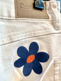 White Flare Jeans with Flower Pocket Detail  | Desigual