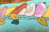 Birds On a Limb Appliqué Pillow in Teal | Natural Habitat