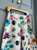 White Wide Leg Pants with Floral Watercolor Detailing | Desigual