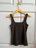 Little Black Ribbed Square Neck Tank Top | Paper Label