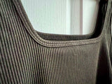 Little Black Ribbed Square Neck Tank Top | Paper Label