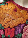 Vintage Velvet Embroidered Tehuantepec Huipil Blusa