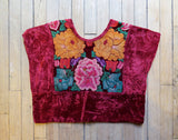 Vintage Velvet Embroidered Tehuantepec Huipil Blusa