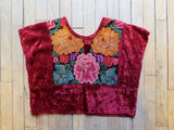 Vintage Velvet Embroidered Tehuantepec Huipil Blusa
