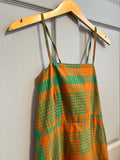 Green Cotton Checked Dress with Burnt Orange Accents |  Nice Things