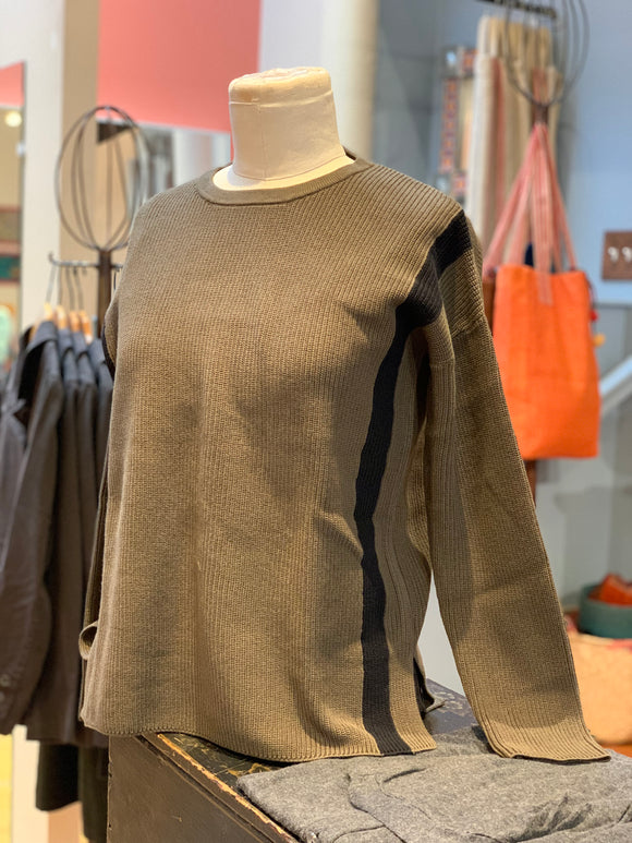 Kokun Cotton Stripe High Low Sweater