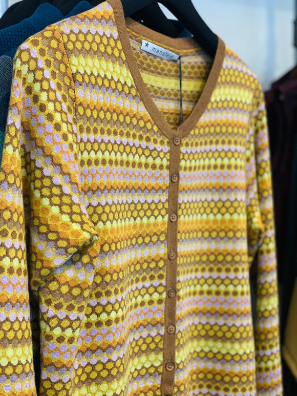 Elle Cotton Cardigan in Dark Lemon  | Mansted