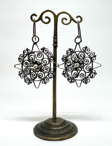 Dangling Traditional Mexican Earrings with Pearl Accent | Blue Jaguar Studios