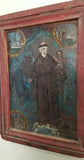 Antique Saint Anthony de Padua Retablo in Red Frame | Colonial Mexico
