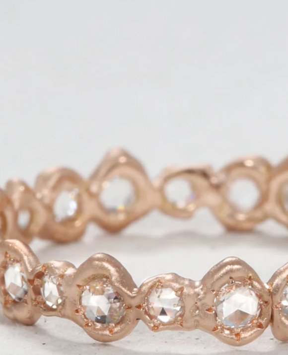 Rose Cut Diamond Eternity Band in Size 6.5