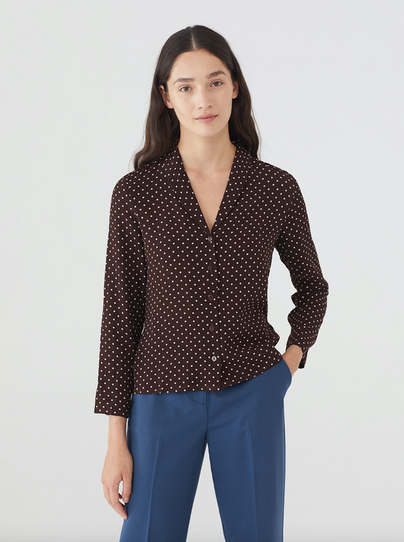 Brown Polkadot Blouse -- Nice Things