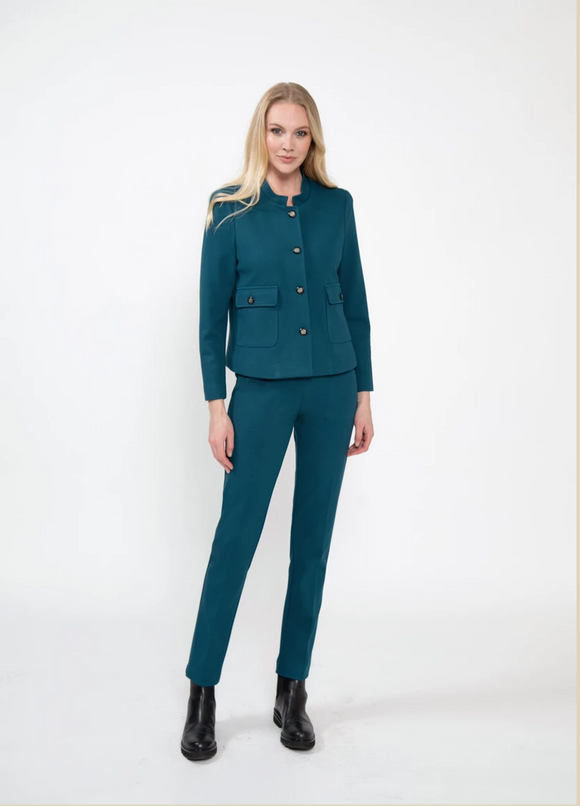 Teal Double Slit Ankle Pant  | Estelle and Finn