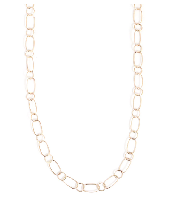 14k Gold Handmade Oval and Round Chain Necklace | Melissa Joy Manning