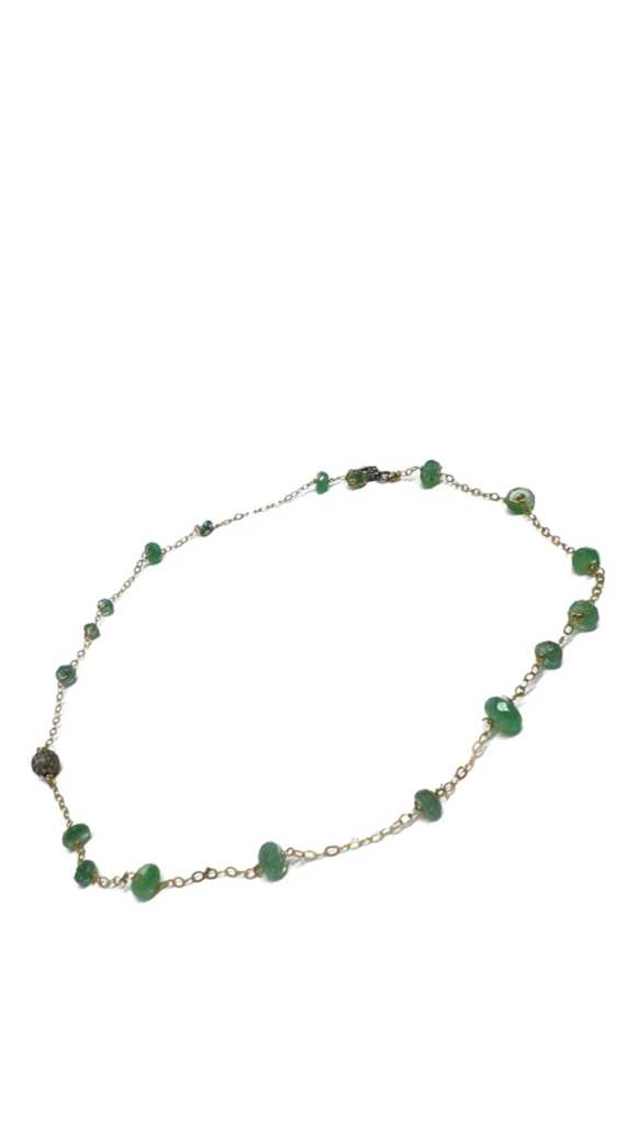 Faceted Zambian Emerald Necklace with Pave Diamond Detail | Susan Monosson