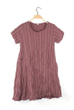 Thai Crinkle Cotton Cap Sleeve Dress w/ Stripe