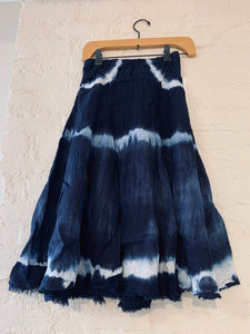 Layered Skirt with Frayed Hem in Inkwell Tie Dye | Luna Luz